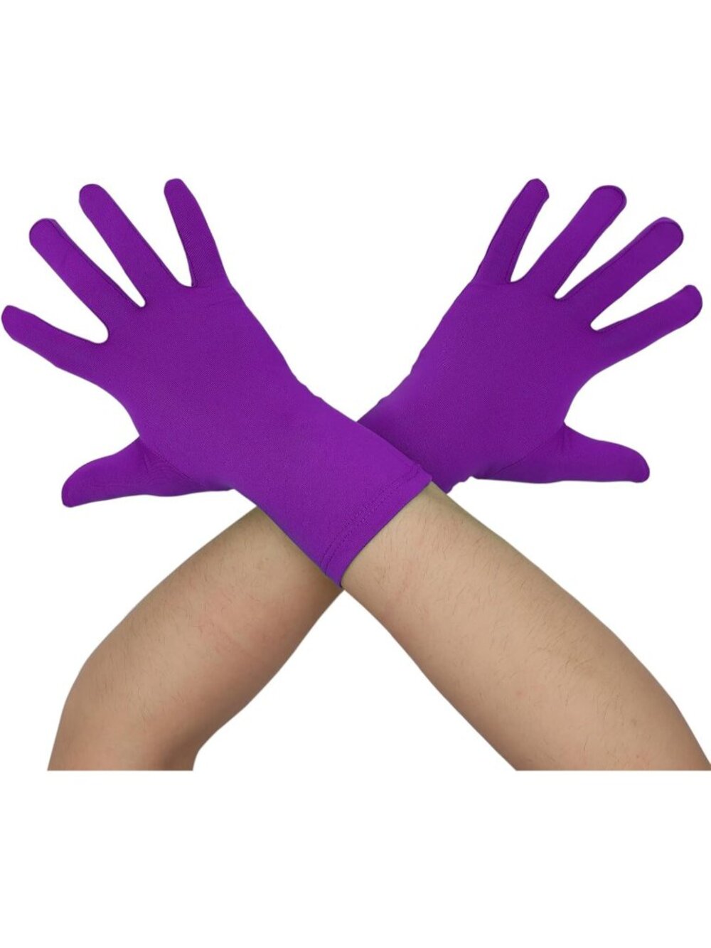 Men's And Women's Purple Wrist Length Spandex Christmas Costume Dance Gloves